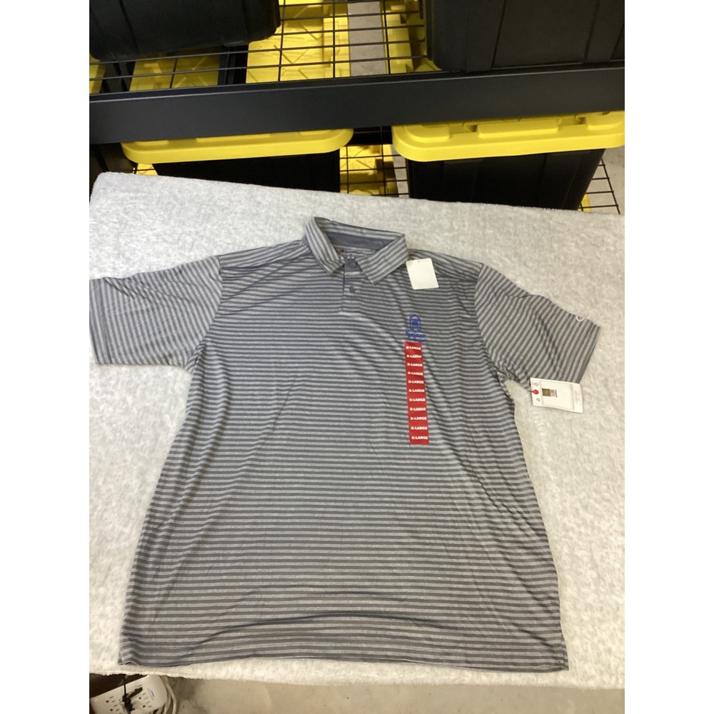 Champion Spelman College Mens XL Grey Striped Polo Shirt CBMEE5RSAM NEW